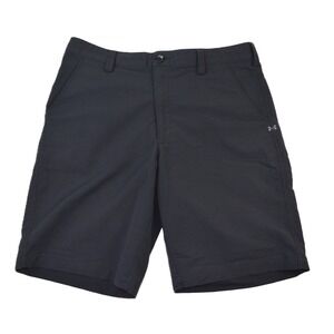 Under Armour Mens Black Golf Shorts Size 36 Performance Flat Front UA Logo